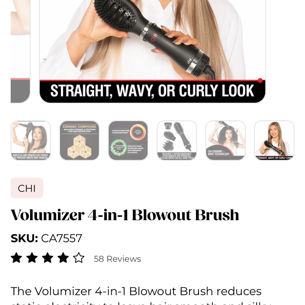 $125. CHI Black Volumizer 4-in-1 Blowout Brush top of the line. New never used! - Picture 5 of 16